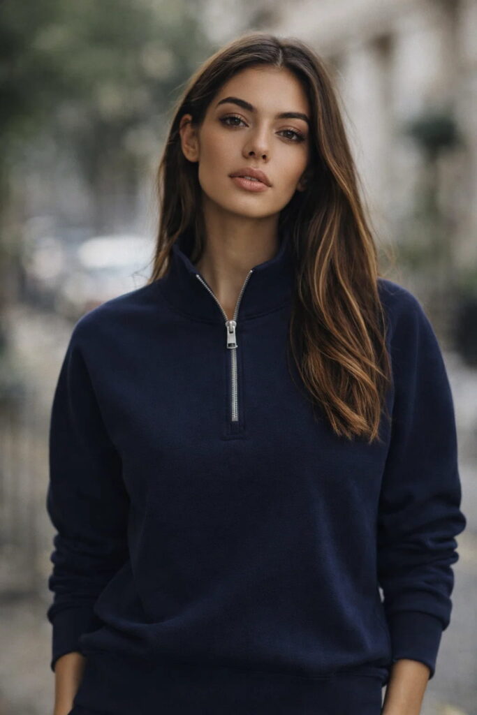 Womens Stencil Half Zip Crew